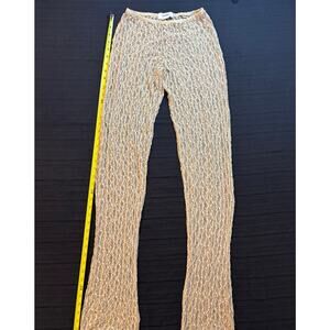PULL&BEAR from ASOS Moroccan Straight Fit Eyelet Lace Mesh Pants in Cream Sz M